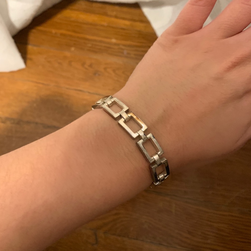 00s Silver Rectangular Patterned Bracelet - Picture 4 of 4